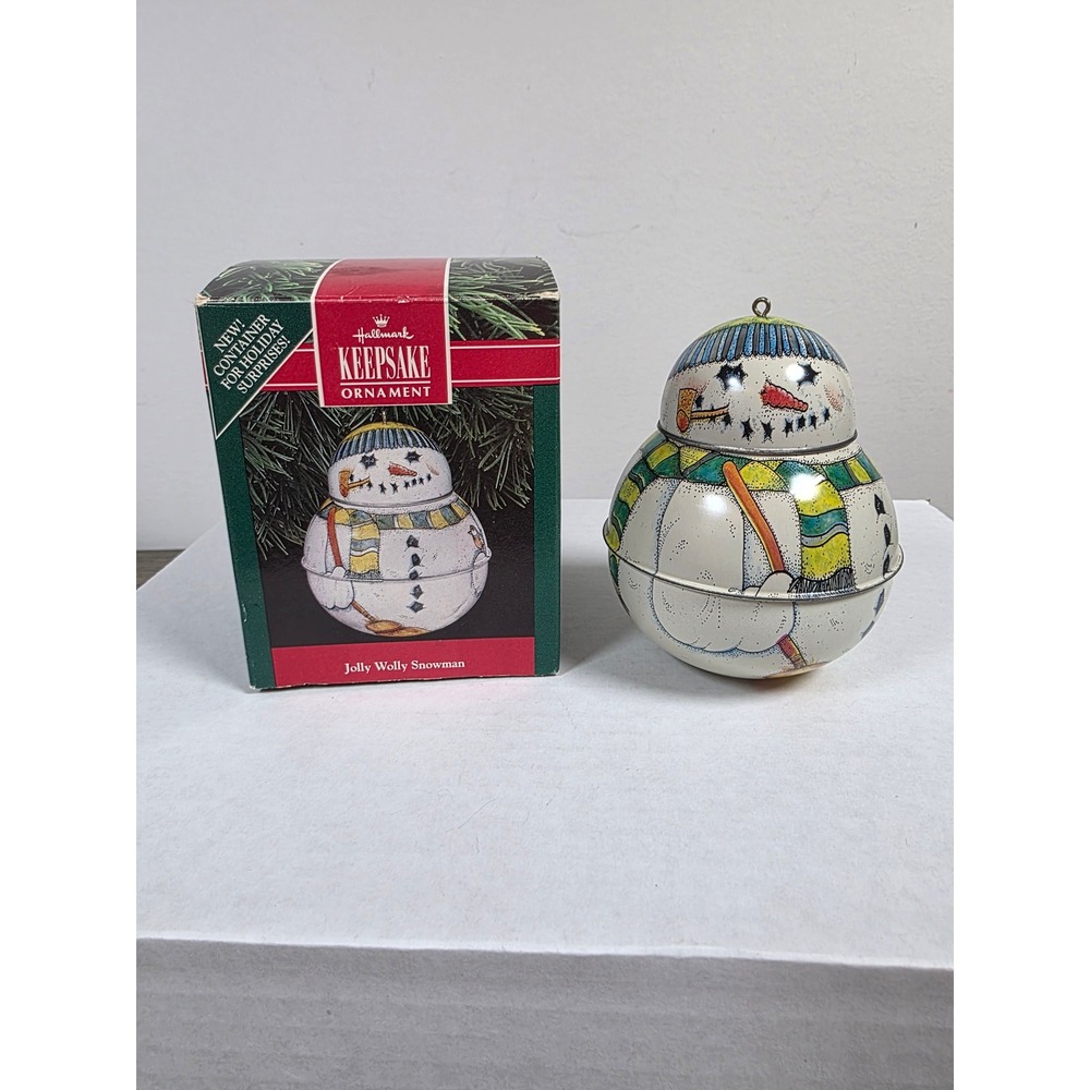 Jolly Wolly Snowman - 1991 Hallmark Keepsake Ornament Vintage Pressed Tin